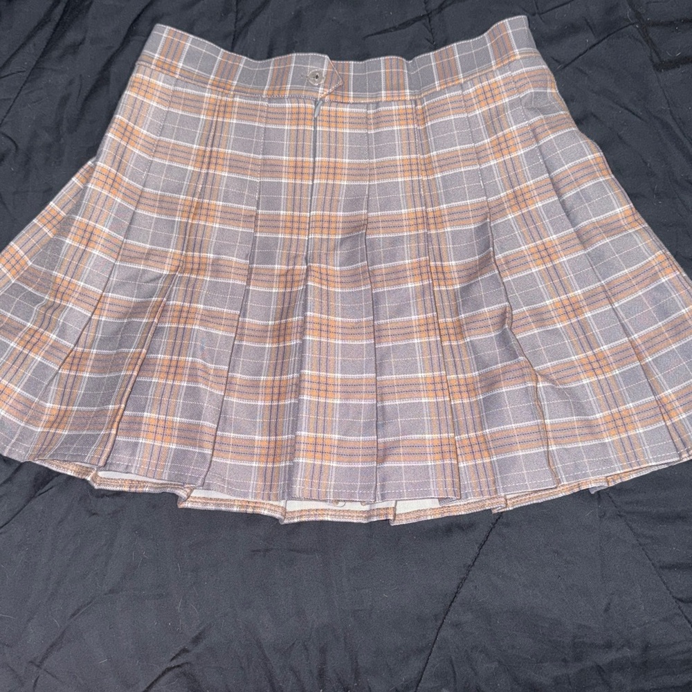 Title: Blue & Gold Plaid School Girl Skirt – Size L – Worn Once - Picture 2 of 5